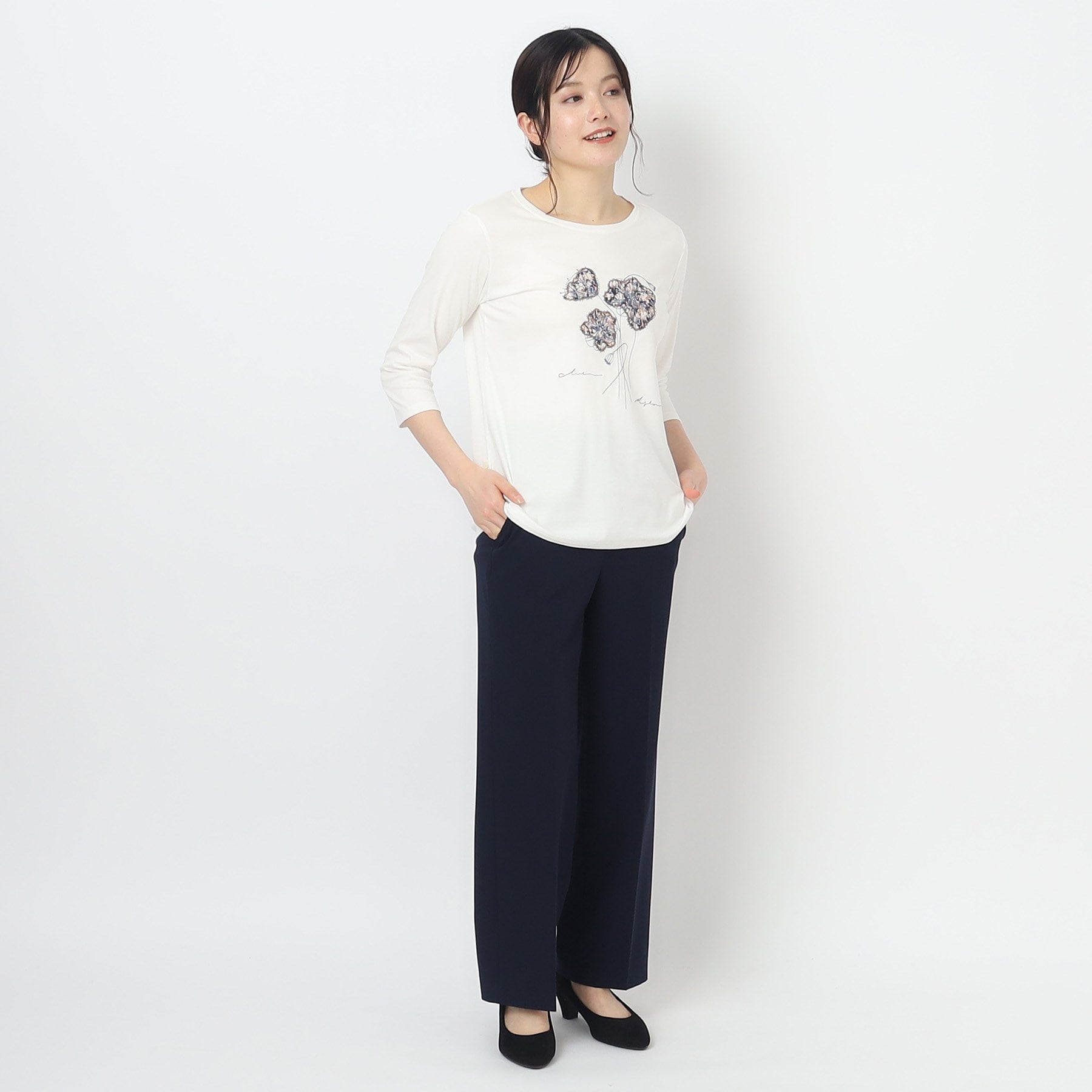 コルディア CORDIER ストレッチワイドストレートパンツ