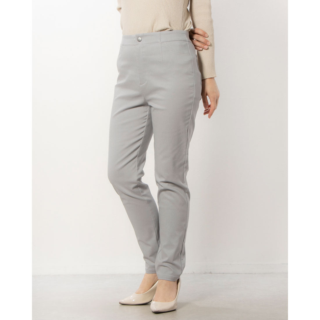 COMME CA MODELS [Beautiful basic pants] Fleece-lined high tension pants