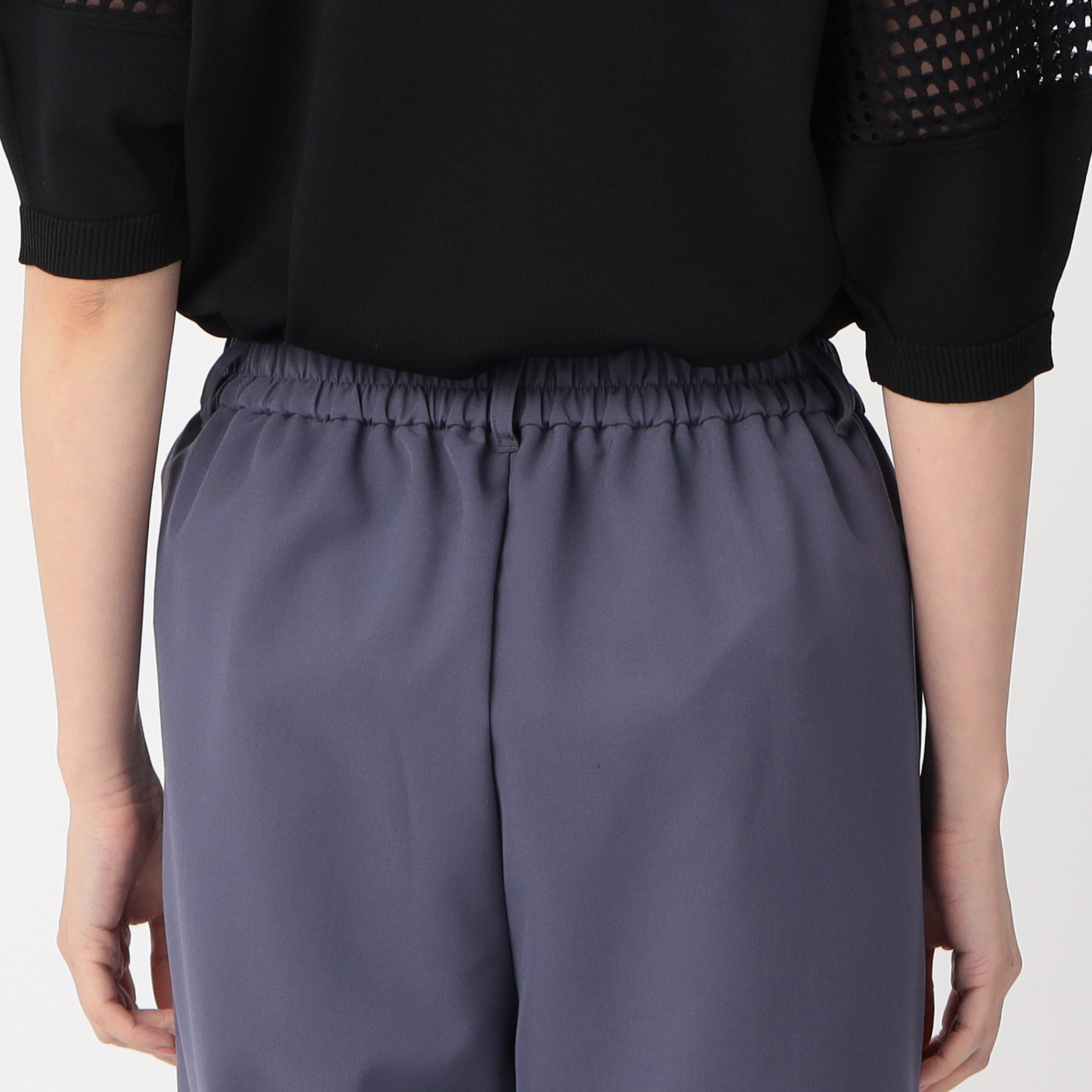 COMME CA MODELS [Beautiful basic pants] Polyester rayon stretch wide pants