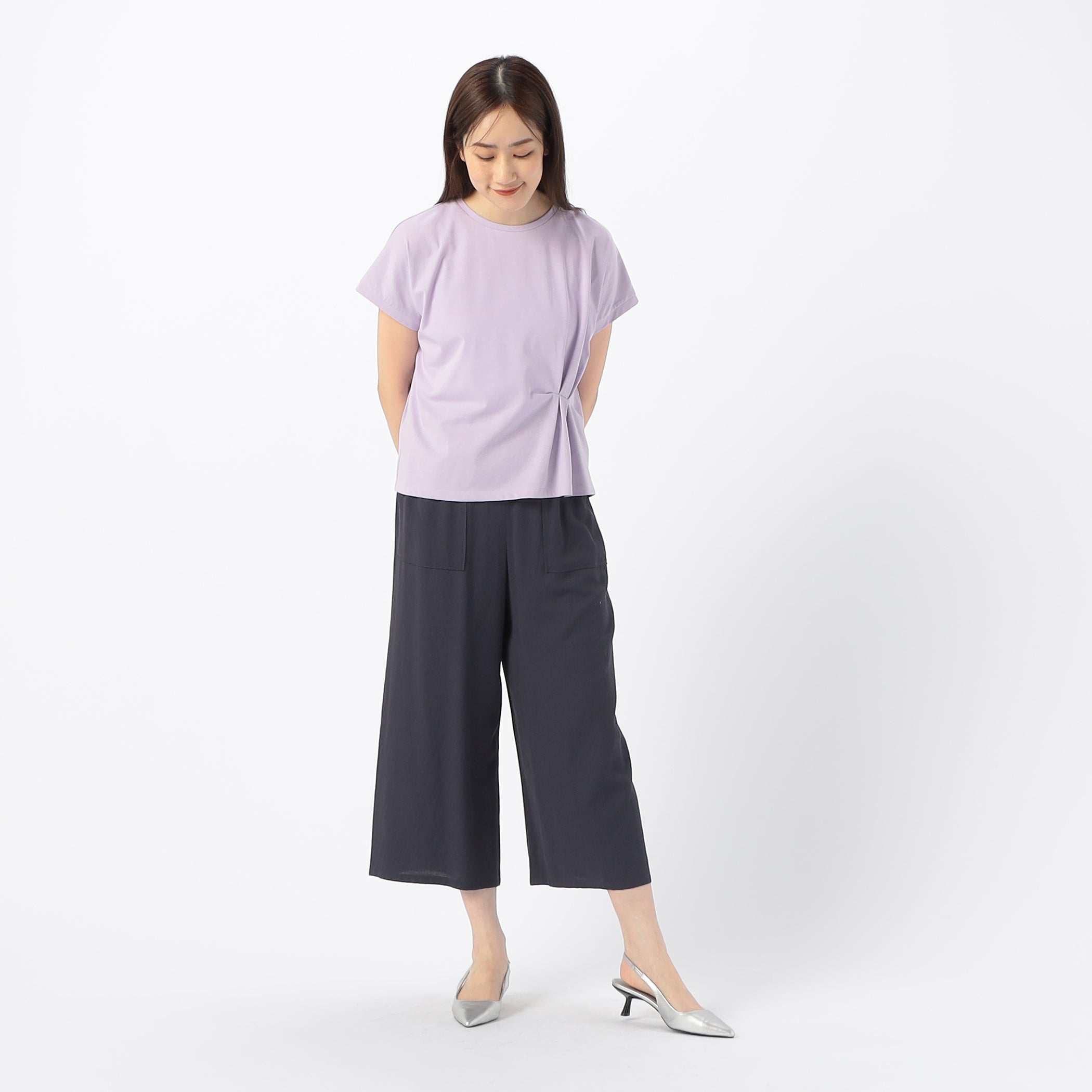 コムサモデルズ COMME CA MODELS 麻調スラブ ワイドパンツ