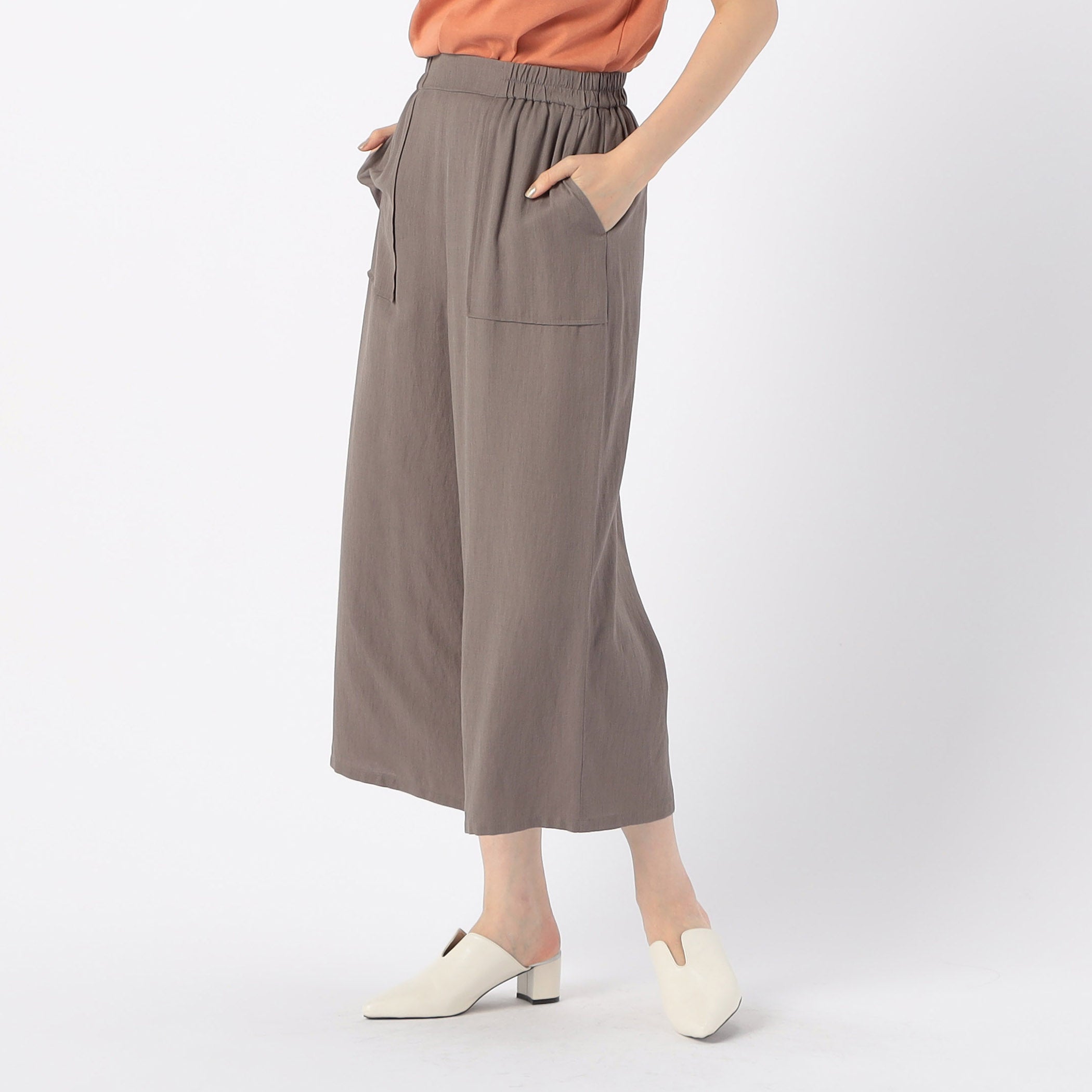 コムサモデルズ COMME CA MODELS 麻調スラブ ワイドパンツ,グレー