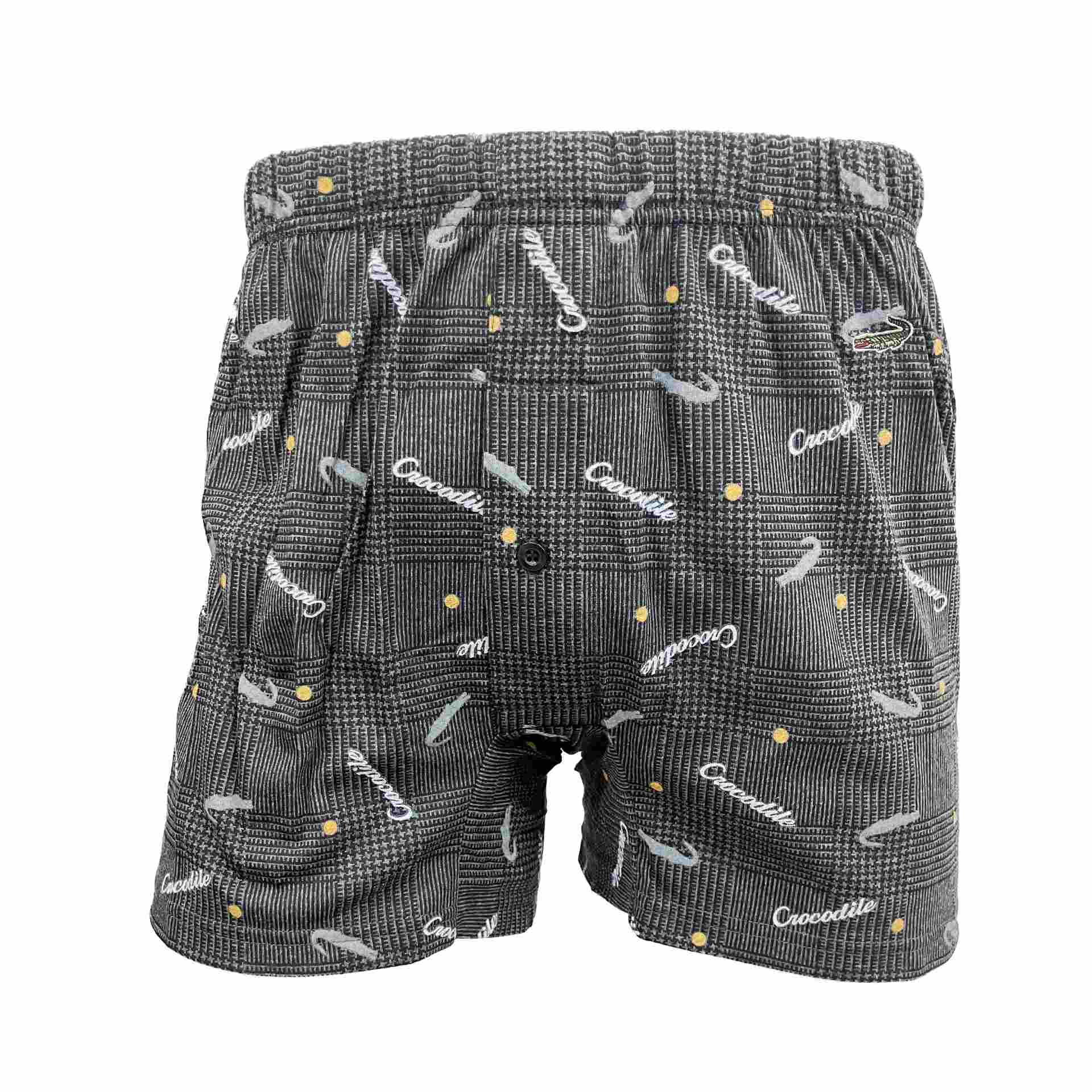 クロコダイル CROCODILE グレンチェック柄前開きボクサーブリーフ【返品不可商品】 （チャコール） チャコール