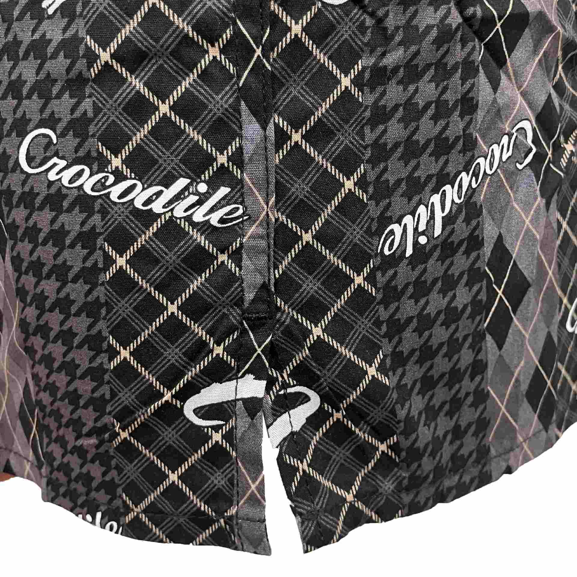 クロコダイル CROCODILE プリントチェック柄前開きトランクス 【返品不可商品】 （ブラック） ブラック