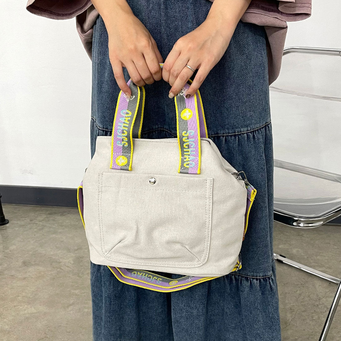シーアールビー CRB ロゴショルダーキャンバストートバッグ （ベージュ） ベージュ