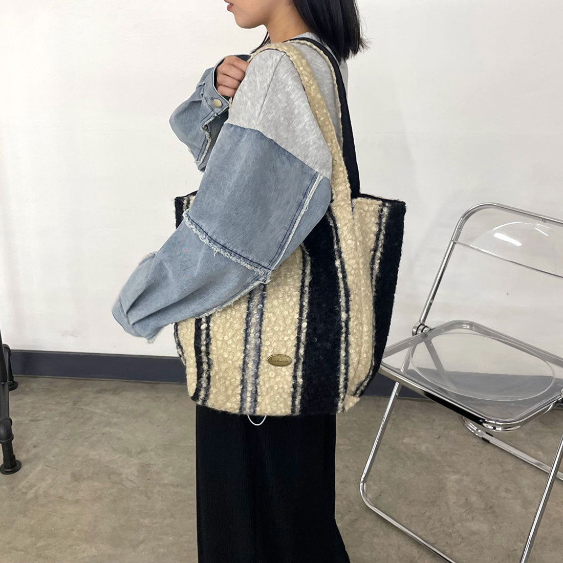 シーアールビー CRB 柄アソートボアトートバッグ （キャメル） キャメル