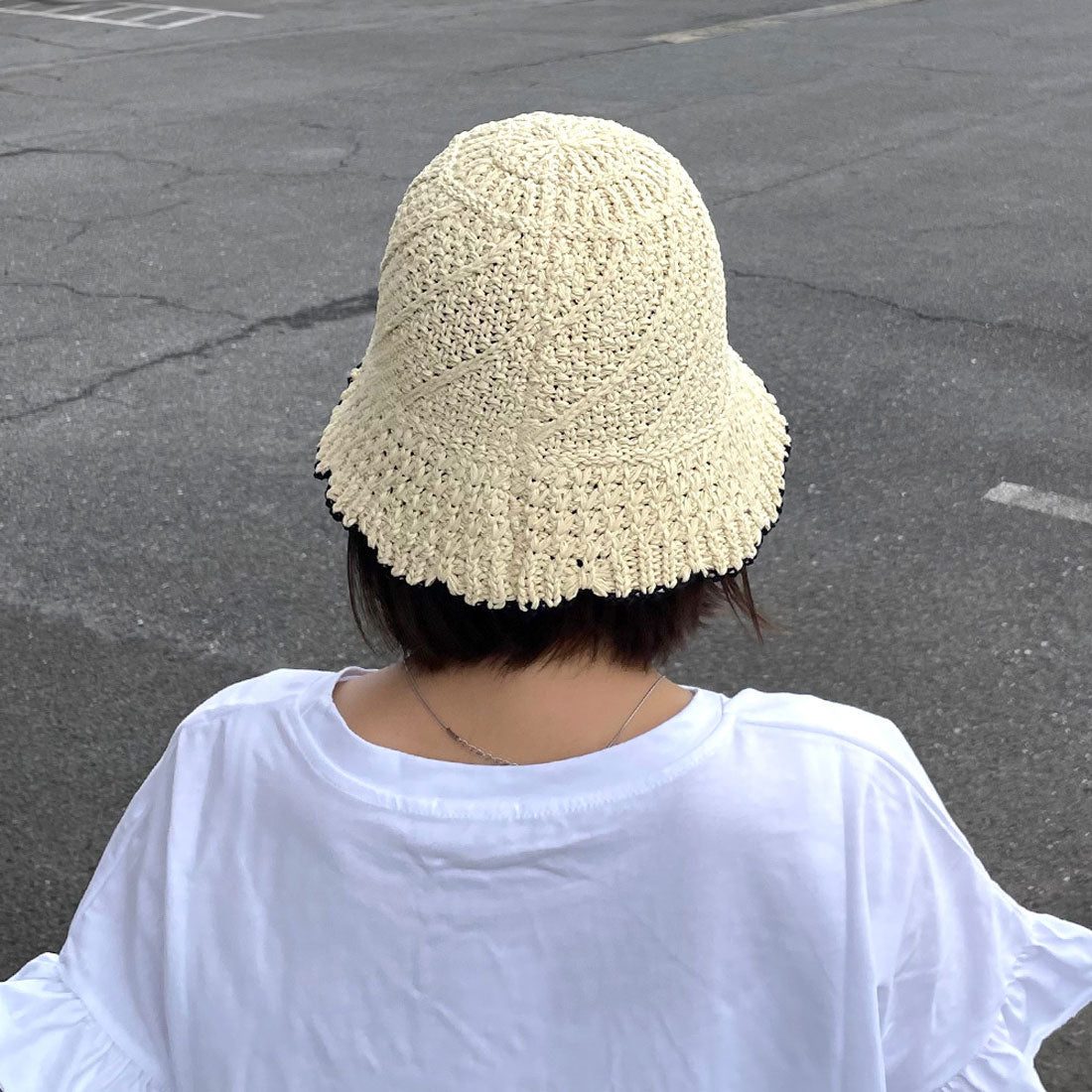 シーアールビー CRB 雑材スカラップバケットハット （アイボリー） アイボリー