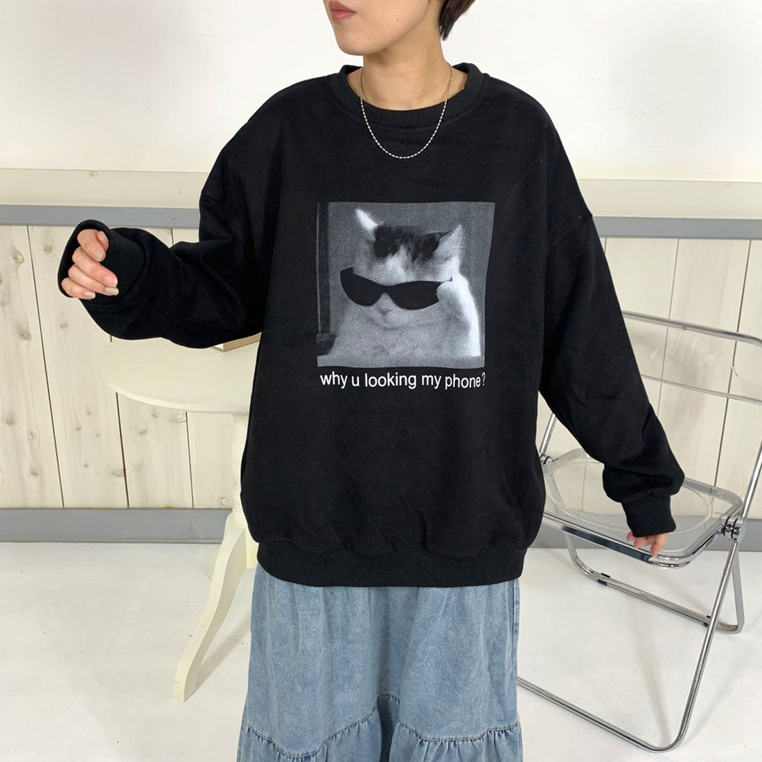 シーアールビー CRB ネコサングラスプルオーバー