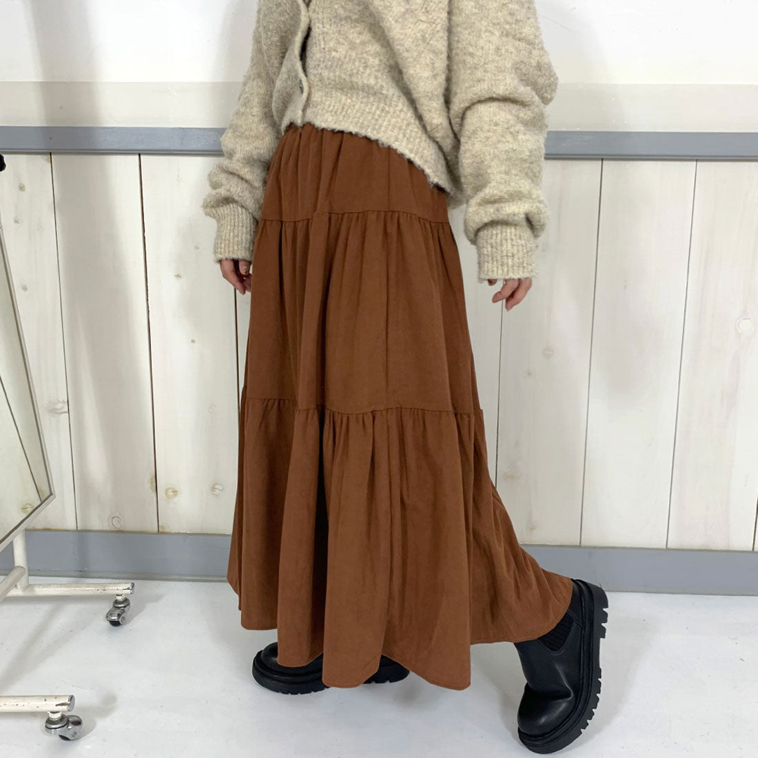 シーアールビー CRB コールティアードスカート