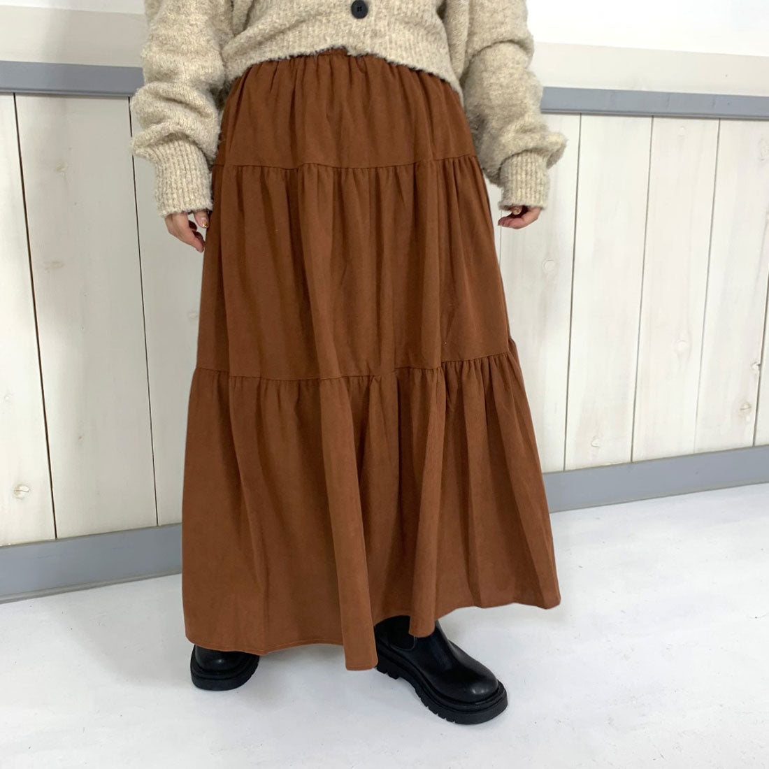 シーアールビー CRB コールティアードスカート