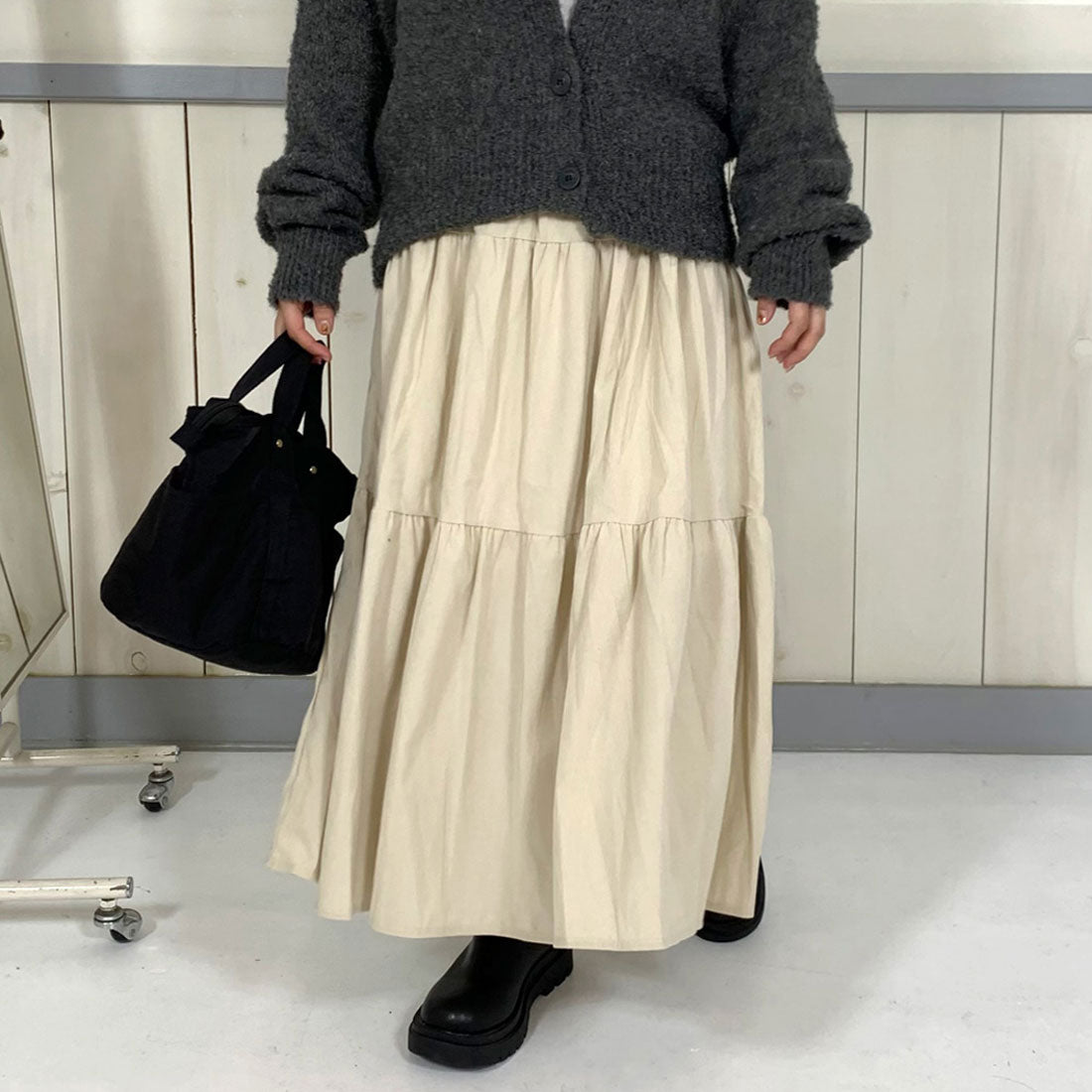 シーアールビー CRB コールティアードスカート