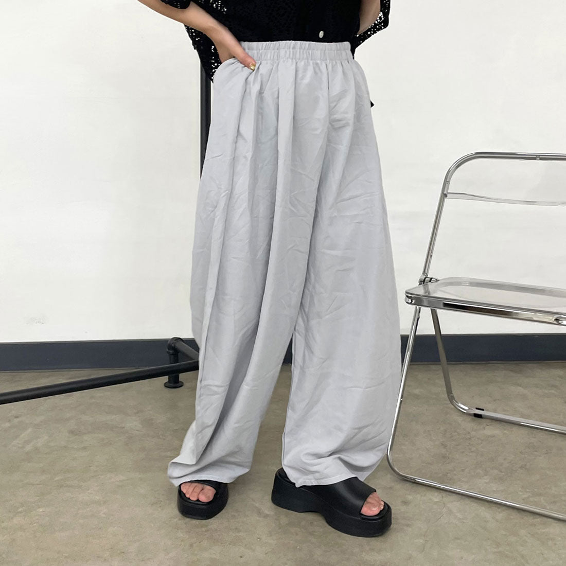 シーアールビー CRB ナイロン風カーブパンツ （ブラック） ブラック
