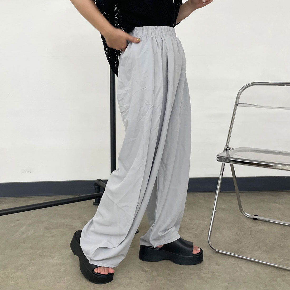 シーアールビー CRB ナイロン風カーブパンツ （ブラック） ブラック