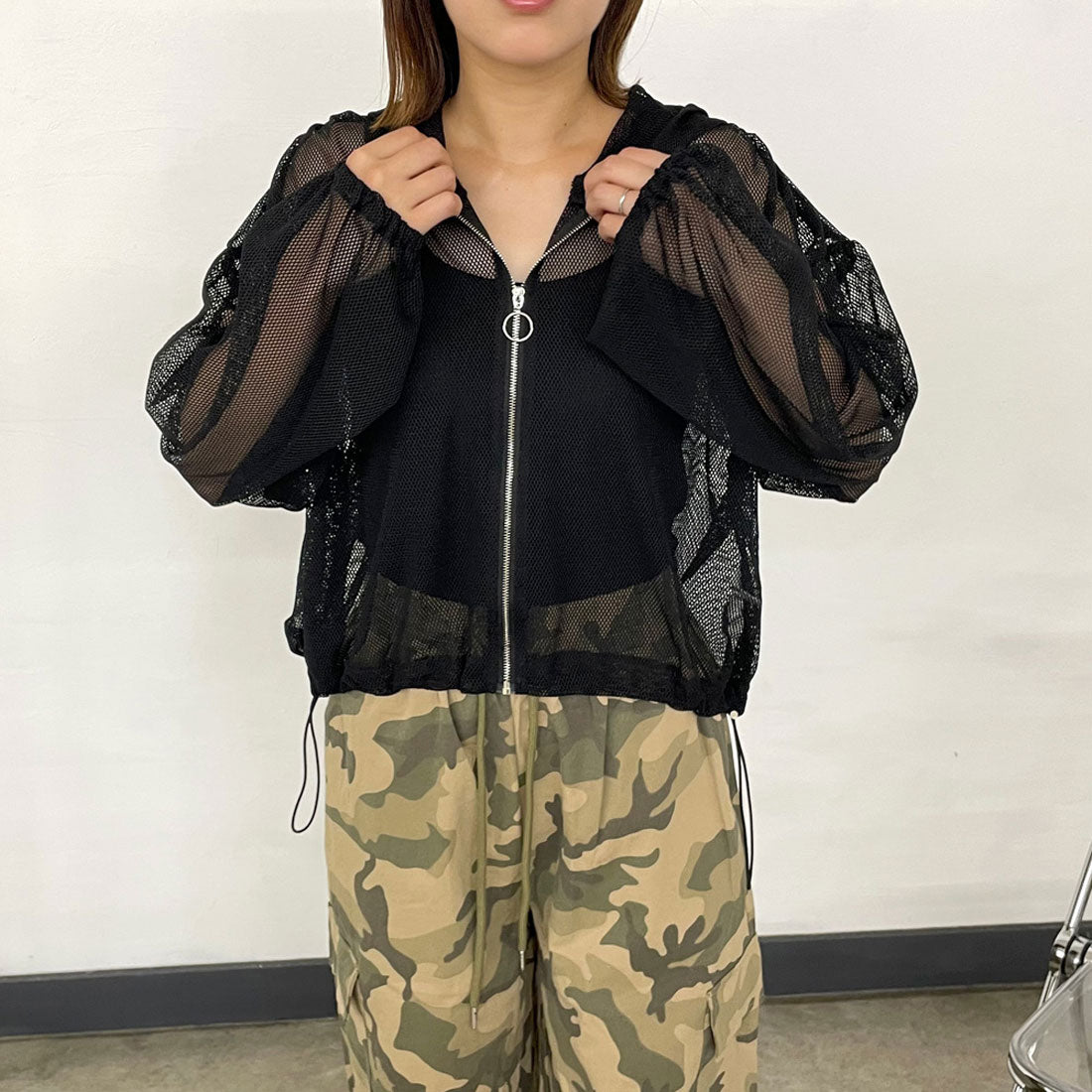 シーアールビー CRB メッシュZIPパーカー （ブラック） ブラック