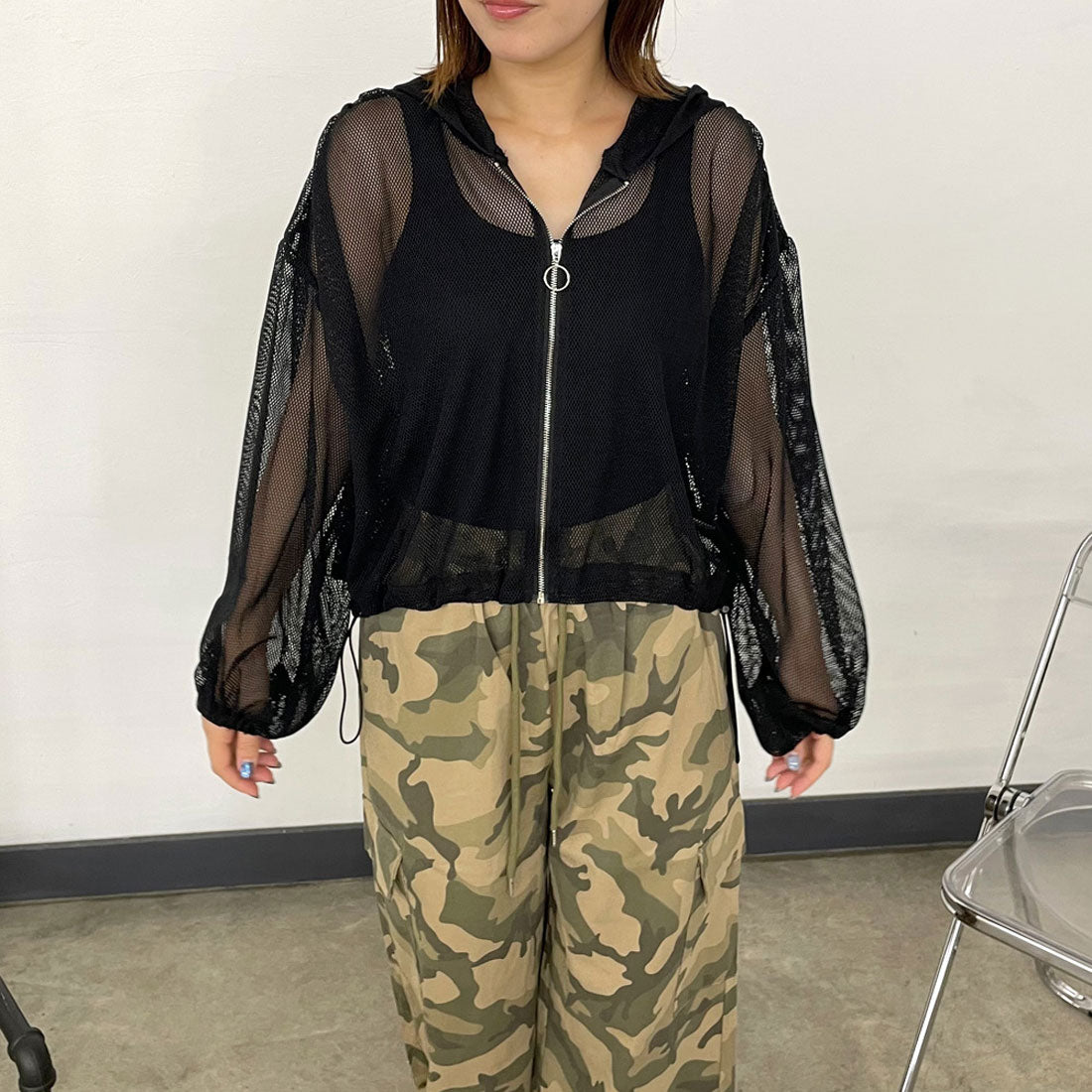 シーアールビー CRB メッシュZIPパーカー （ブラック） ブラック