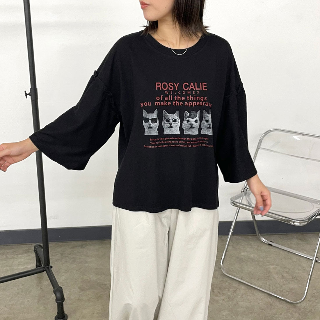シーアールビー CRB 袖フリルネコプルオーバー （ブラック） ブラック