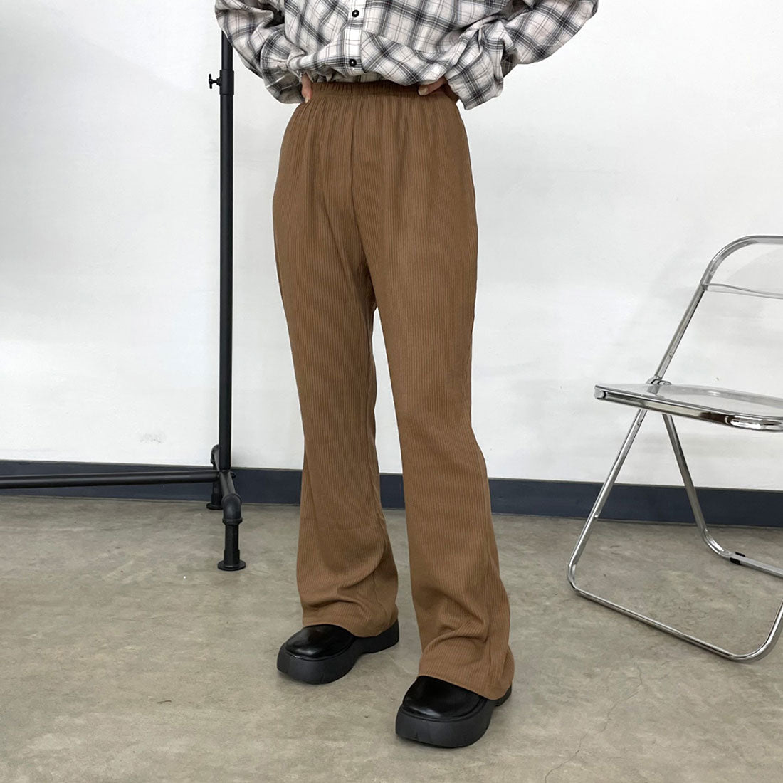 シーアールビー CRB カットリブフレアパンツ （グリーン） グリーン
