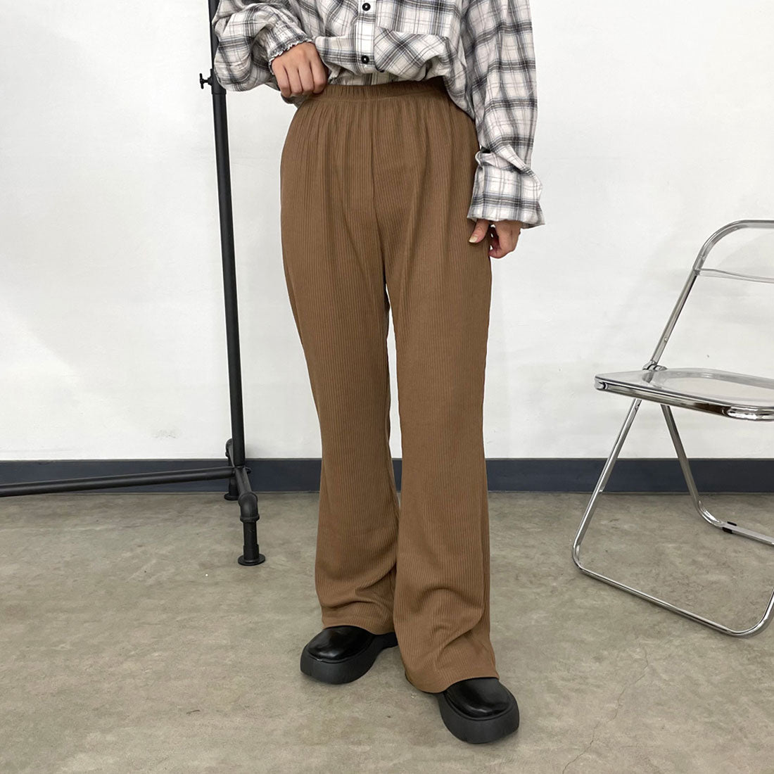シーアールビー CRB カットリブフレアパンツ （グリーン） グリーン