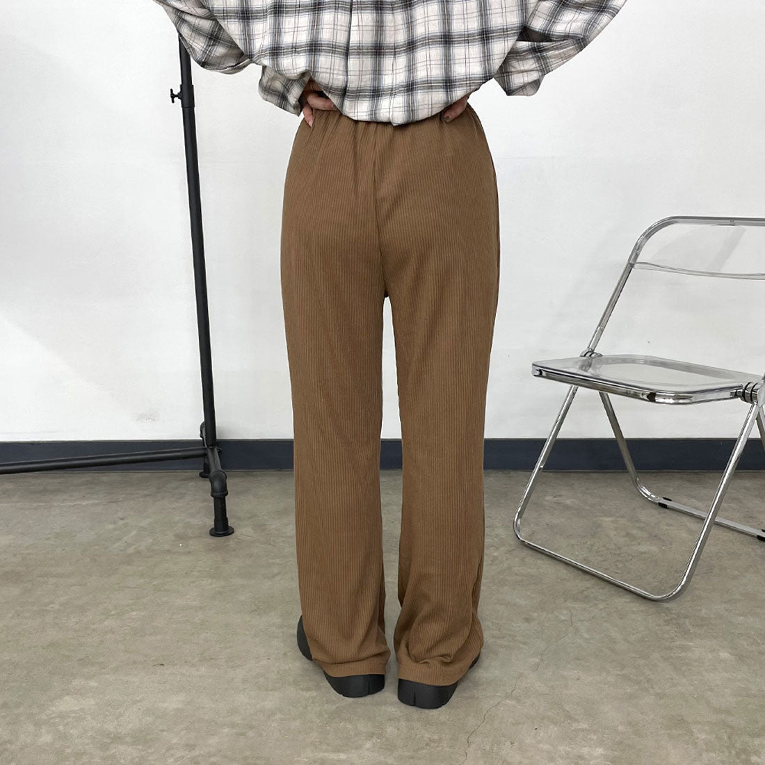 シーアールビー CRB カットリブフレアパンツ （グリーン） グリーン
