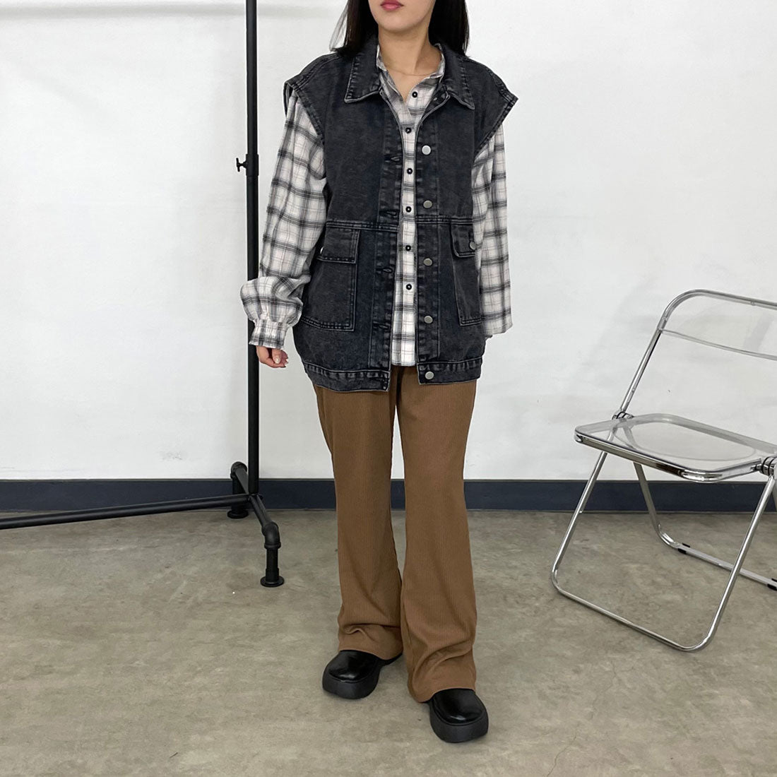 シーアールビー CRB カットリブフレアパンツ （グリーン） グリーン