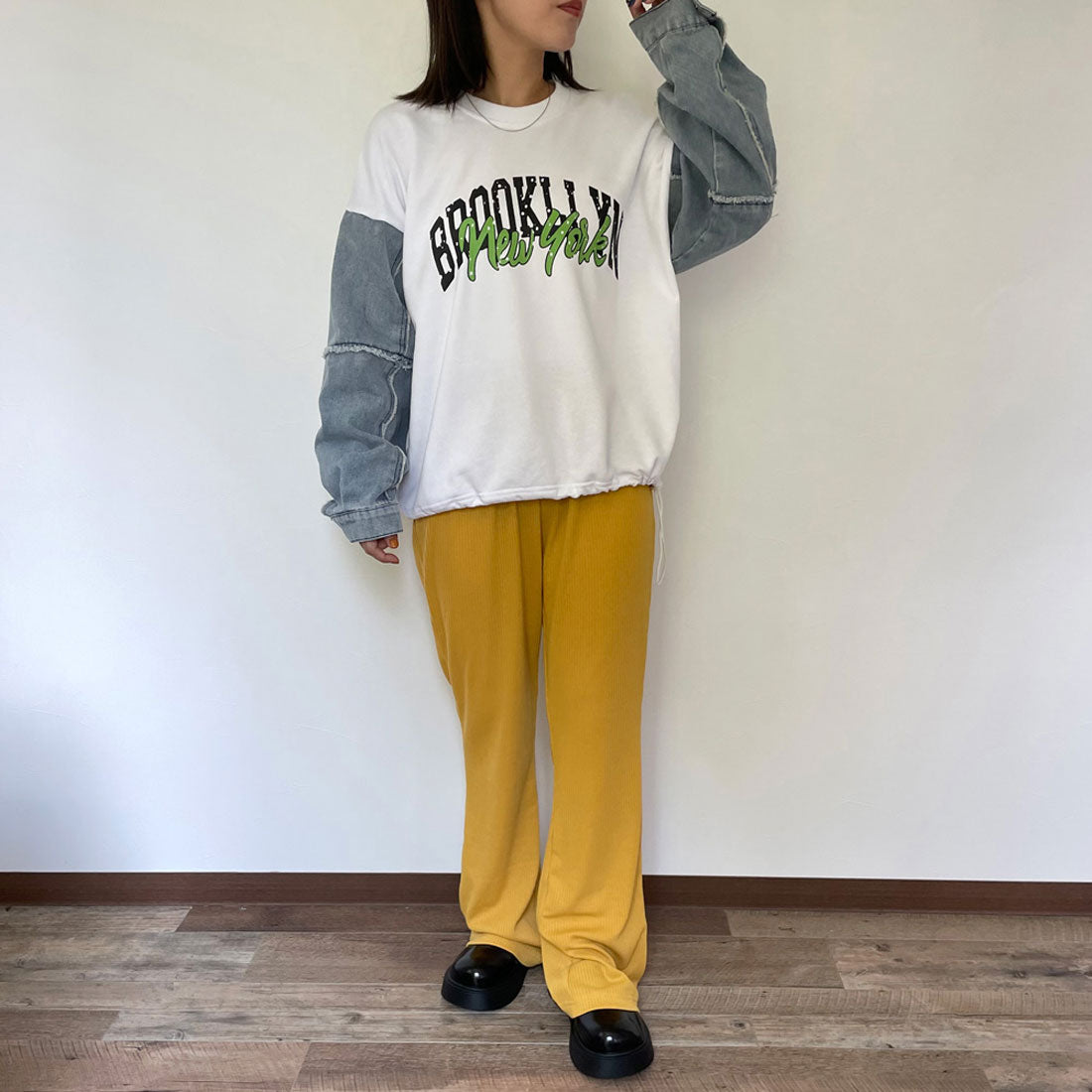 シーアールビー CRB カットリブフレアパンツ （グリーン） グリーン