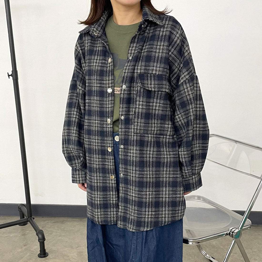 シーアールビー CRB チェックビッグシャツ （ブラック） ブラック