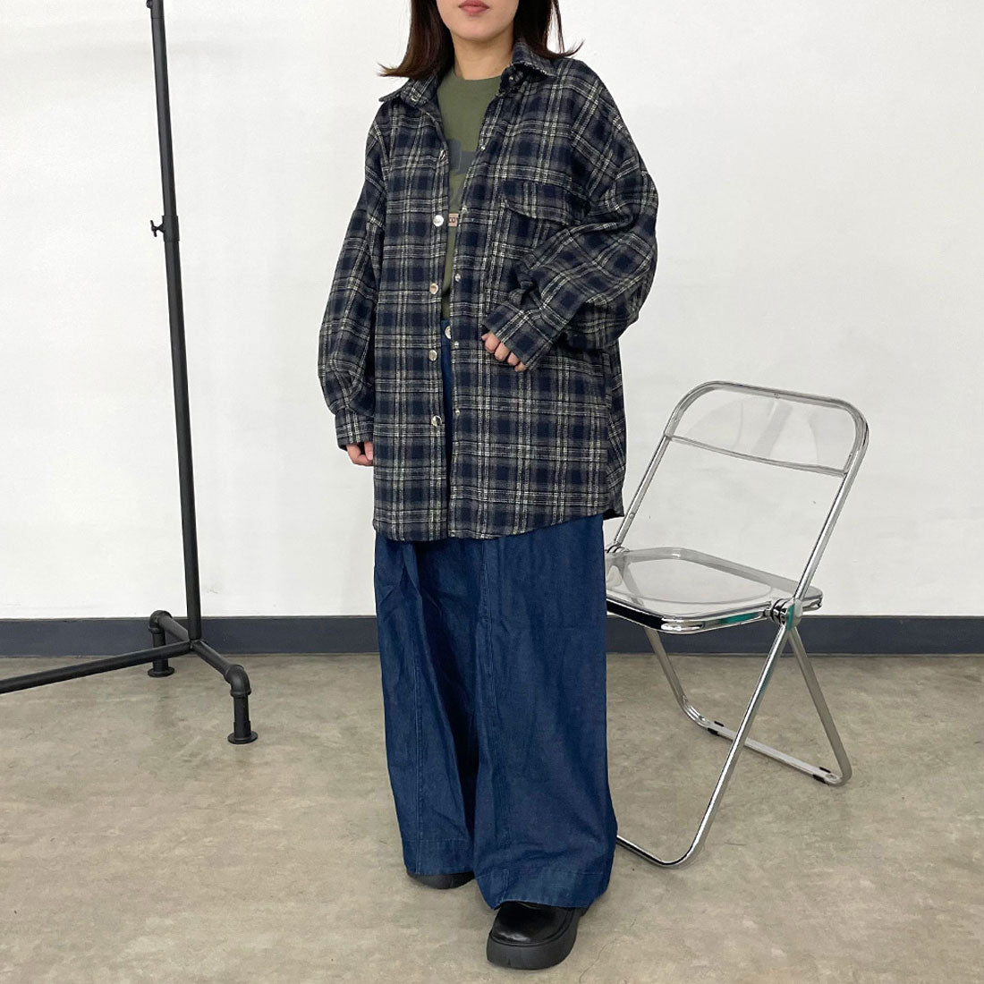 シーアールビー CRB チェックビッグシャツ （ブラック） ブラック