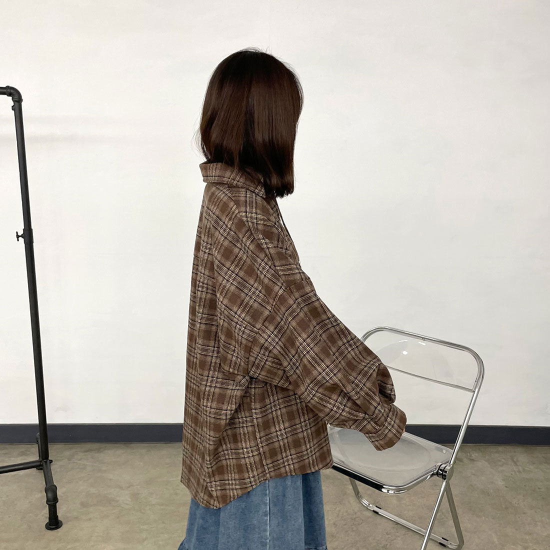 シーアールビー CRB チェックビッグシャツ （ブラック） ブラック