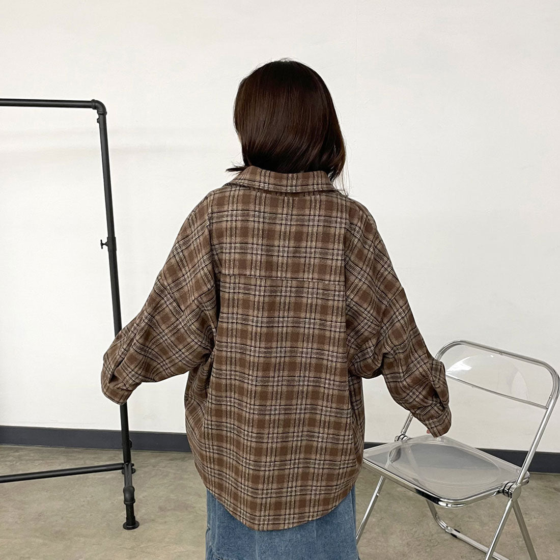 シーアールビー CRB チェックビッグシャツ （ブラック） ブラック