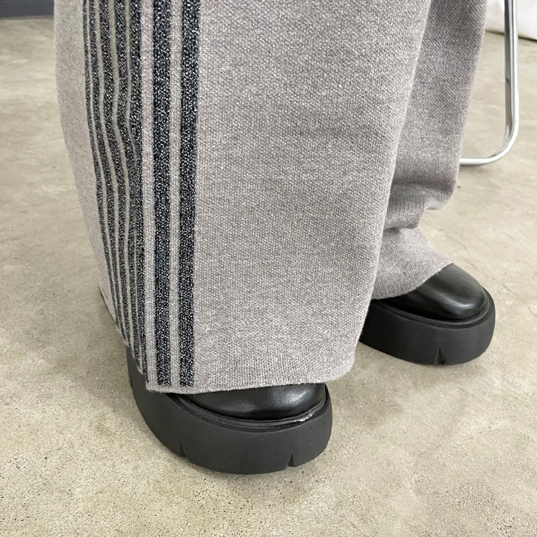 シーアールビー CRB ラインニットワイドパンツ （グレー） グレー