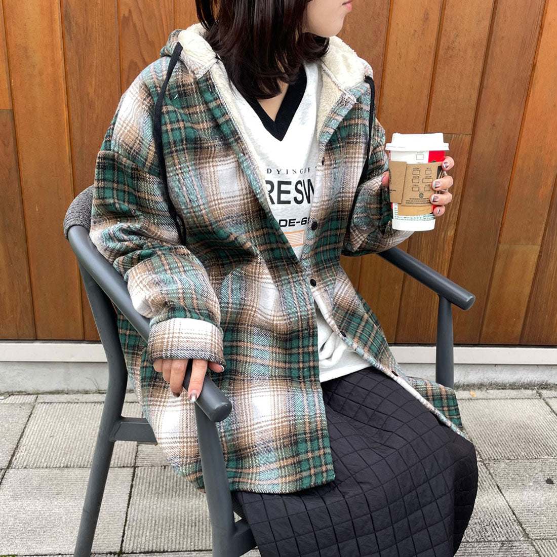 シーアールビー CRB 暖チェックフードシャツ （グリーン） グリーン