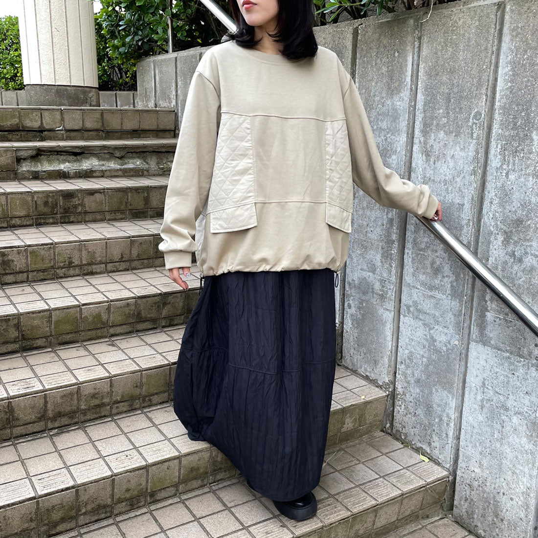 シーアールビー CRB 切替コクーンスカート （グレー） グレー