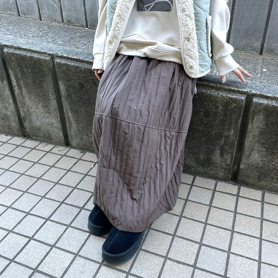 シーアールビー CRB 切替コクーンスカート （グレー） グレー