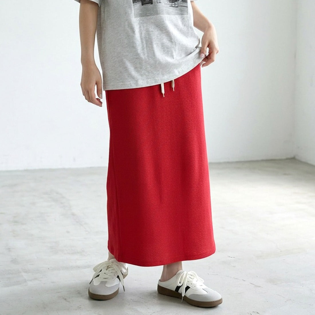 シーアールビー CRB ワッフルIラインスカート （レッド） レッド