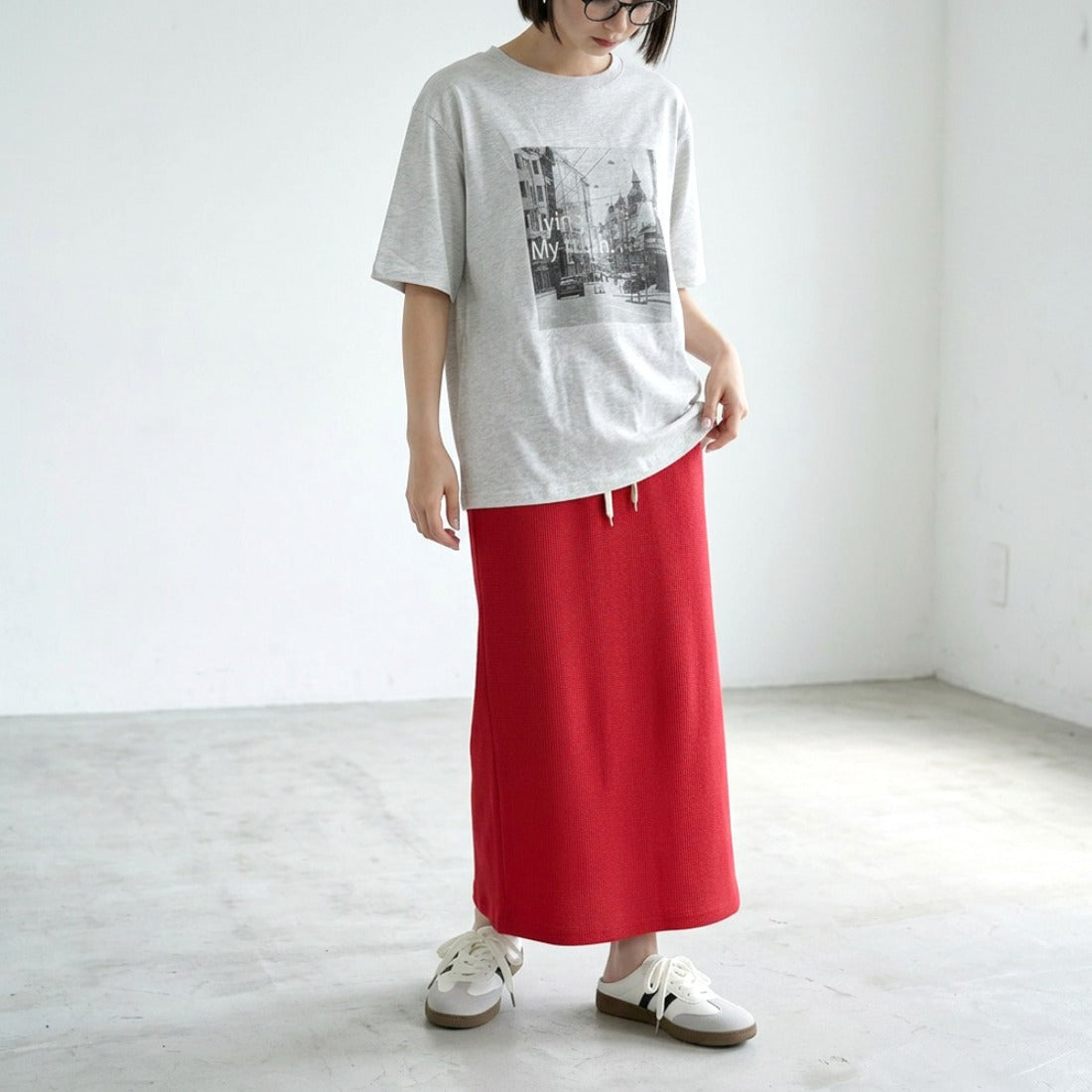 シーアールビー CRB ワッフルIラインスカート （レッド） レッド