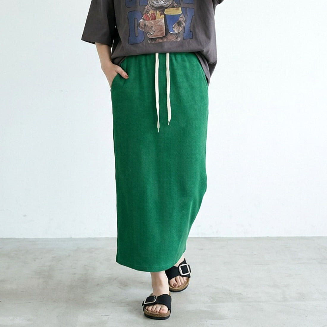 シーアールビー CRB ワッフルIラインスカート （レッド） レッド