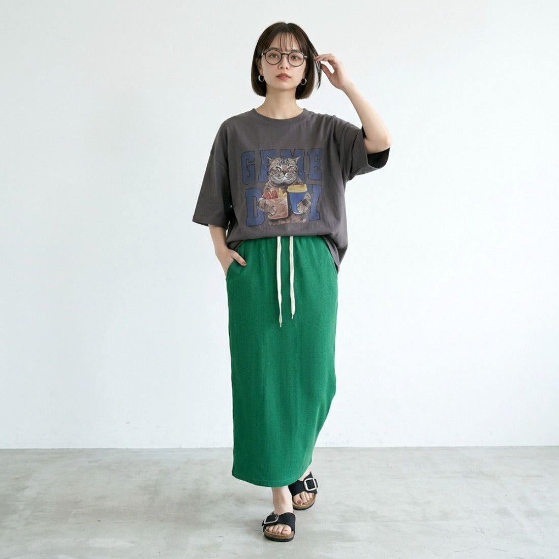 シーアールビー CRB ワッフルIラインスカート （レッド） レッド
