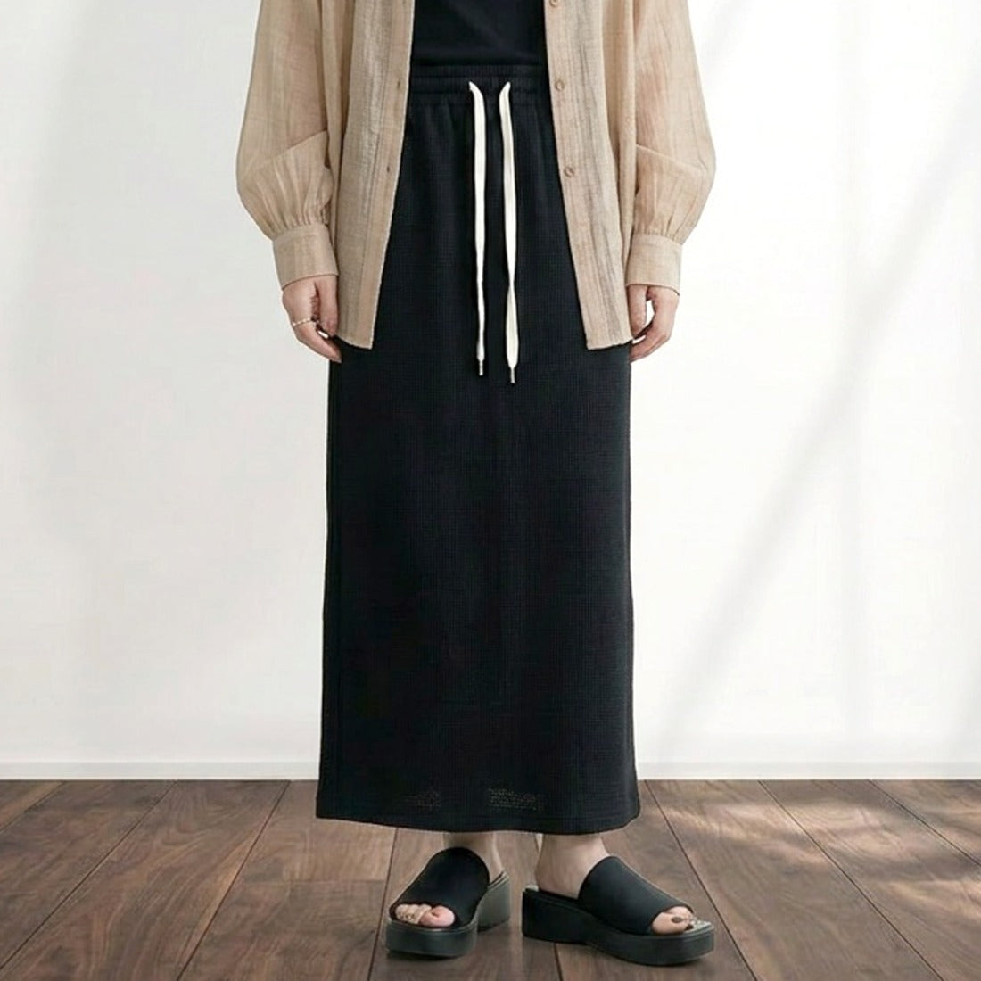 シーアールビー CRB ワッフルIラインスカート （レッド） レッド