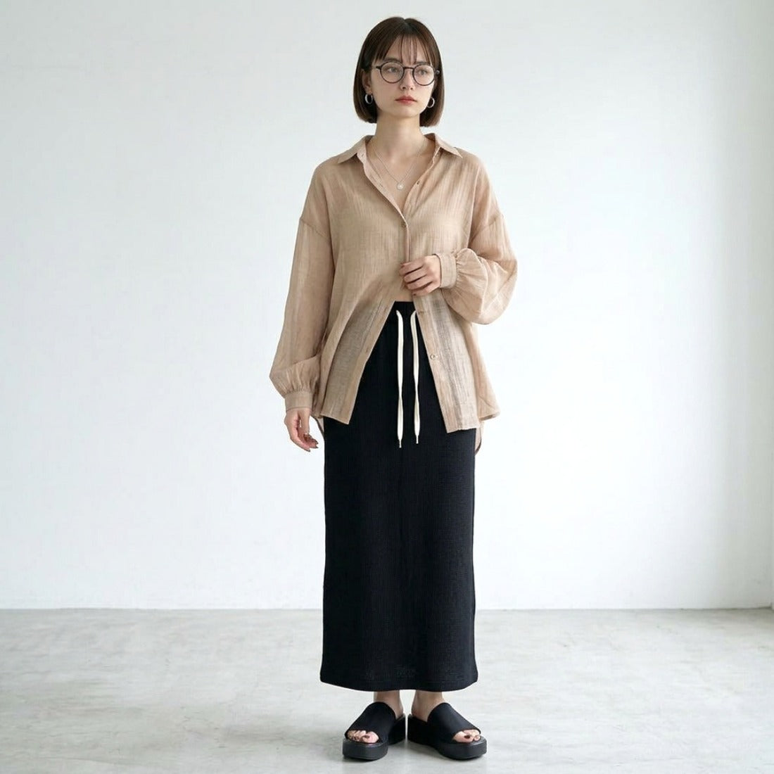 シーアールビー CRB ワッフルIラインスカート （レッド） レッド