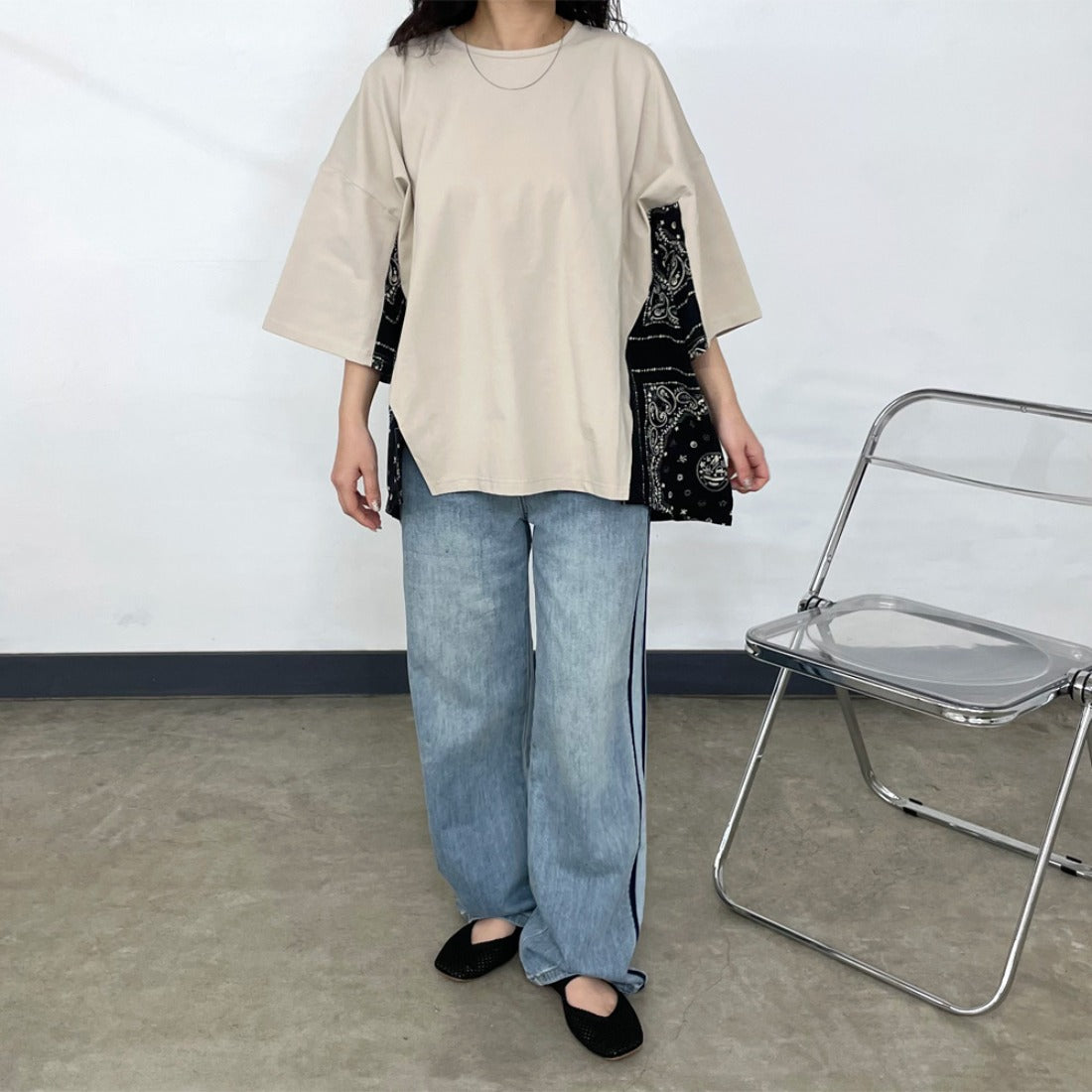 シーアールビー CRB 配色ラインデニム （ブルー） ブルー