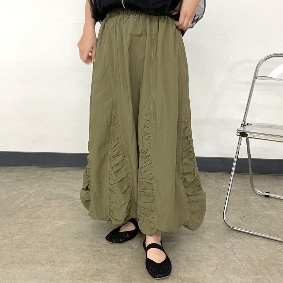 シーアールビー CRB ナイロン風切替バルーンスカート （ベージュ） ベージュ