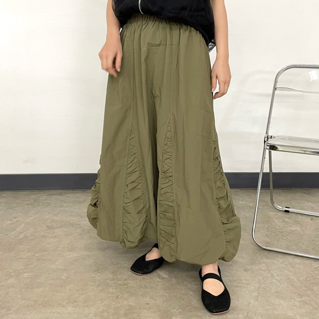シーアールビー CRB ナイロン風切替バルーンスカート （ベージュ） ベージュ