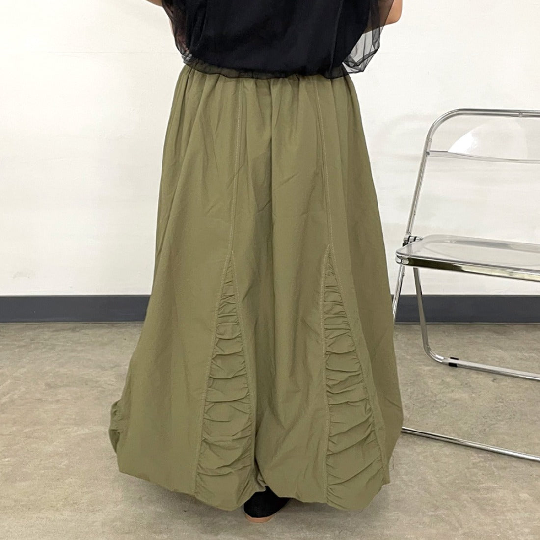 シーアールビー CRB ナイロン風切替バルーンスカート （ベージュ） ベージュ