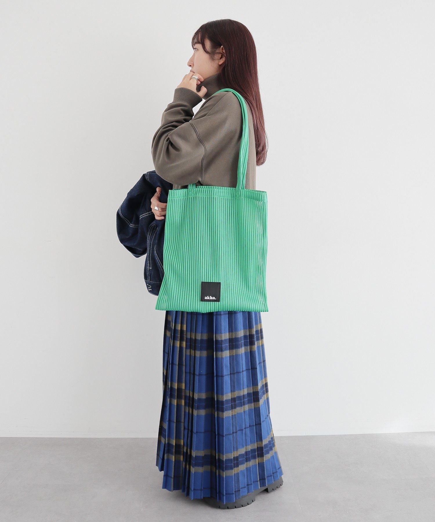 クラフトスタンダードブティック CRAFT STANDARD BOUTIQUE akha. ストライプメッシュトートバッグ （グレー） グレー