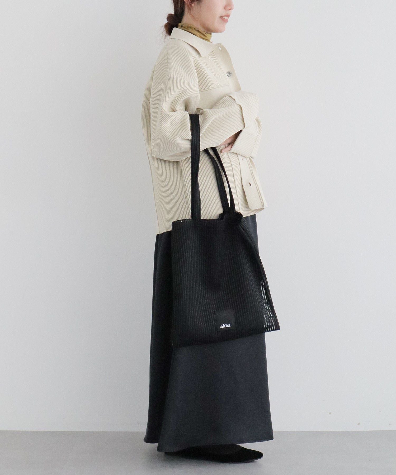 クラフトスタンダードブティック CRAFT STANDARD BOUTIQUE akha. ストライプメッシュトートバッグ （グレー） グレー