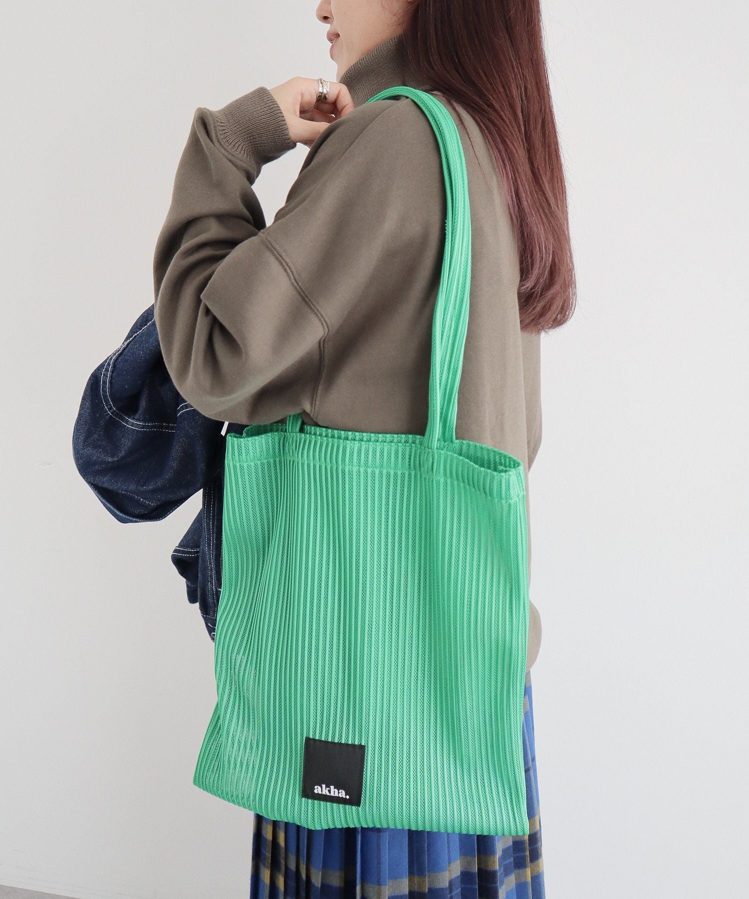 クラフトスタンダードブティック CRAFT STANDARD BOUTIQUE akha. ストライプメッシュトートバッグ （グレー） グレー