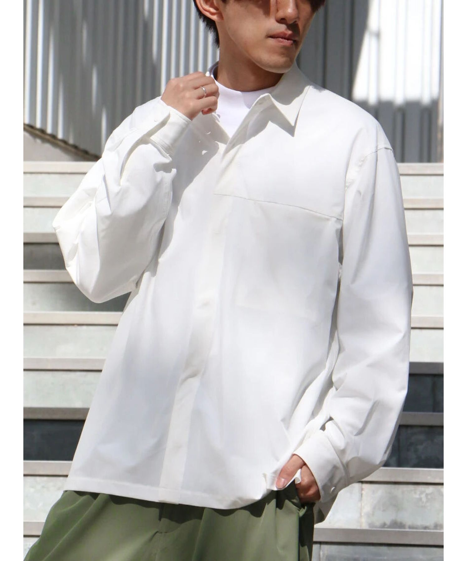 クラフトスタンダードブティック CRAFT STANDARD BOUTIQUE 【機能素材】FLY FRONT SHIRTS （グレーベージュ） グレーベージュ