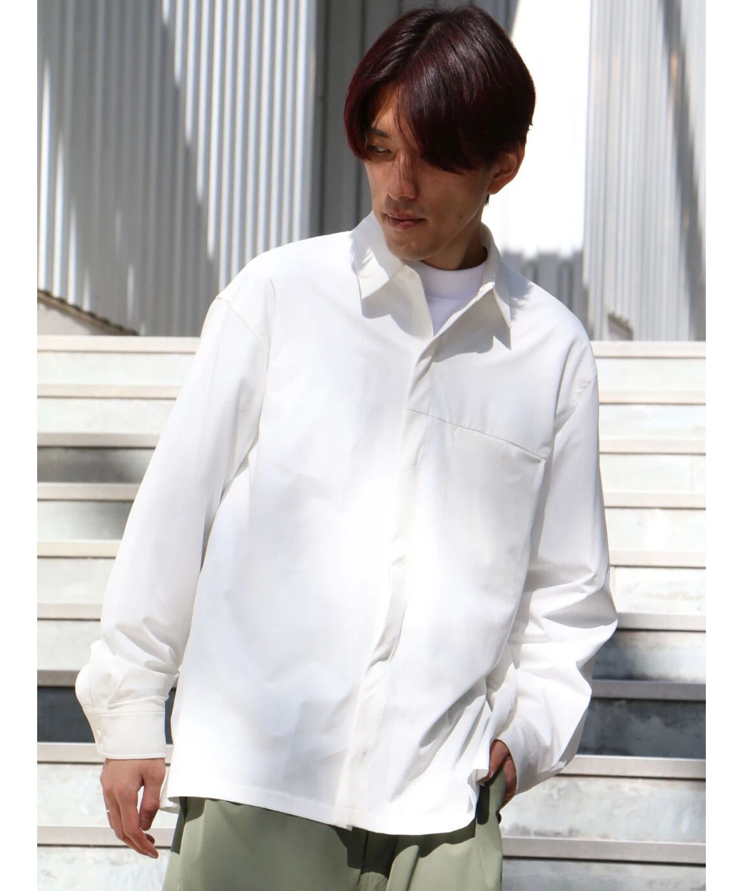 クラフトスタンダードブティック CRAFT STANDARD BOUTIQUE 【機能素材】FLY FRONT SHIRTS （グレーベージュ） グレーベージュ