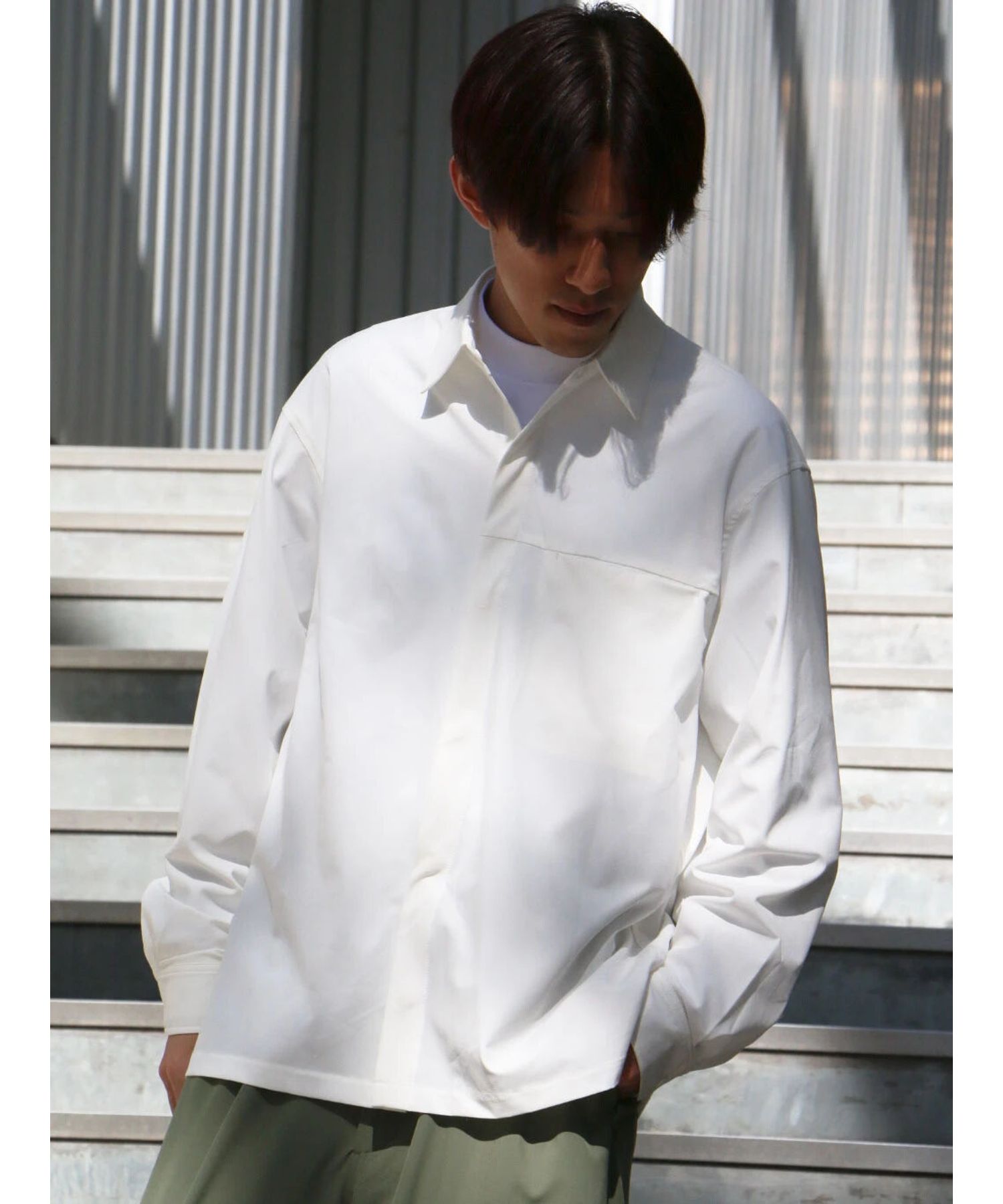 クラフトスタンダードブティック CRAFT STANDARD BOUTIQUE 【機能素材】FLY FRONT SHIRTS （グレーベージュ） グレーベージュ