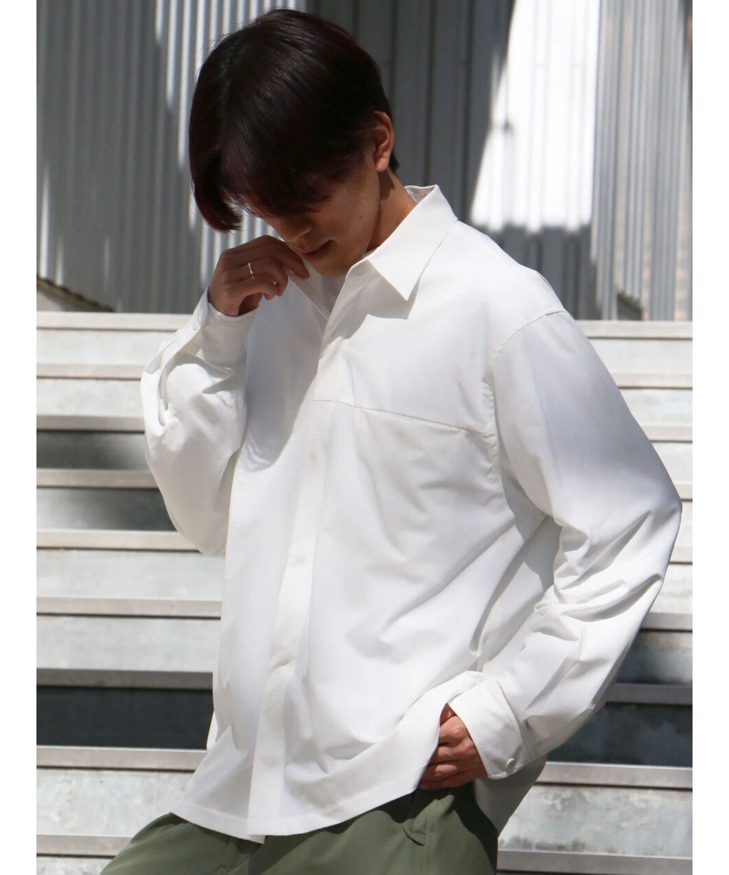 クラフトスタンダードブティック CRAFT STANDARD BOUTIQUE 【機能素材】FLY FRONT SHIRTS （グレーベージュ） グレーベージュ