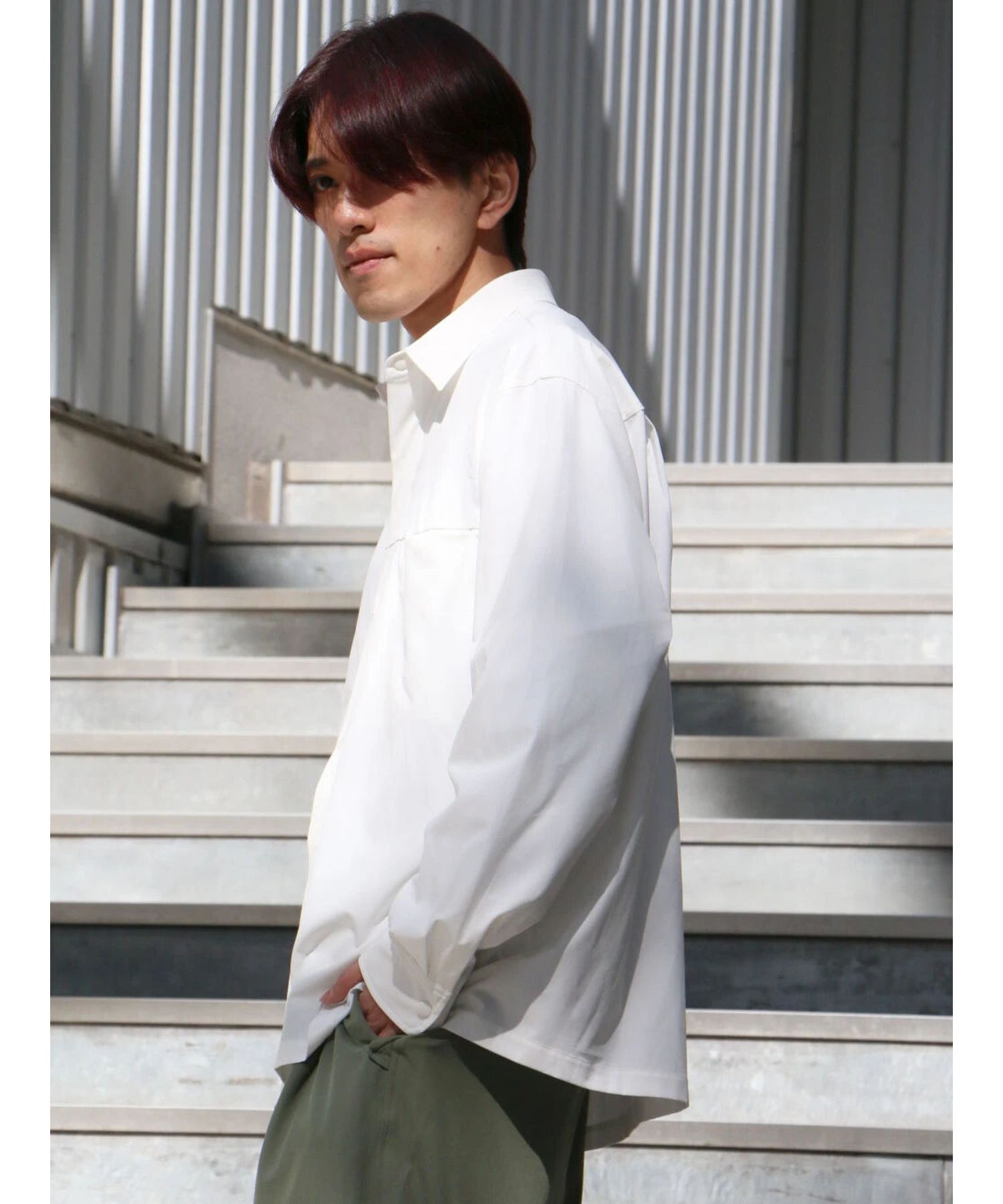 クラフトスタンダードブティック CRAFT STANDARD BOUTIQUE 【機能素材】FLY FRONT SHIRTS （グレーベージュ） グレーベージュ